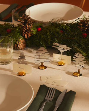 Alessi Barkplace Tree - Marque-places Sapin De Noël En Acier Coloré Rouge, Avec Aimant Porcelaine - Set De 2