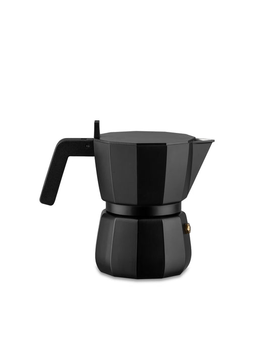 black aluminium designer coffee maker moka pot