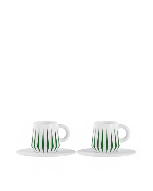 Delight green Set of two mocha cups with saucer Alessi