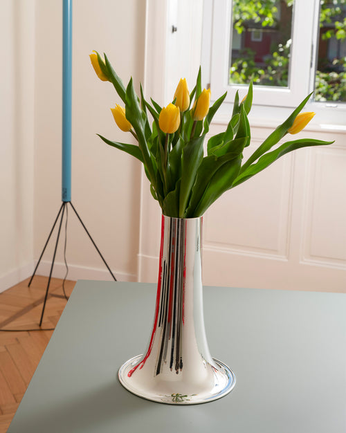 Trumpet silver-plated brass Flower vase Alessi
