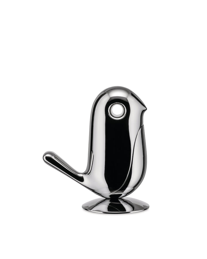 The ultimate executive gift, a personalisable magnetic paperclip holder. A statement-yet-functional desk ornament, chrome-finished and shaped as a bird. Designer desk tidy with personalised name.