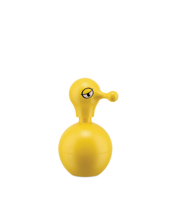 Mr Cold liquid soap dispenser for the kitchen or bathroom. Duck-shaped refillable pump action soap dispenser in yellow thermoplastic