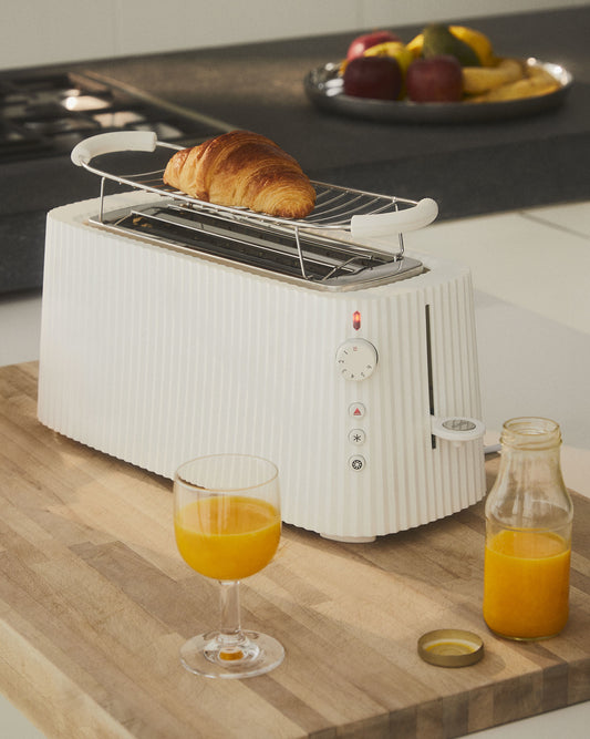 Stylish ribbed large toaster with warming rack. Designer luxury toaster